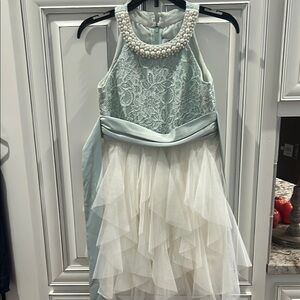 Rare Editions White Embellished Ruched Halter Sundress